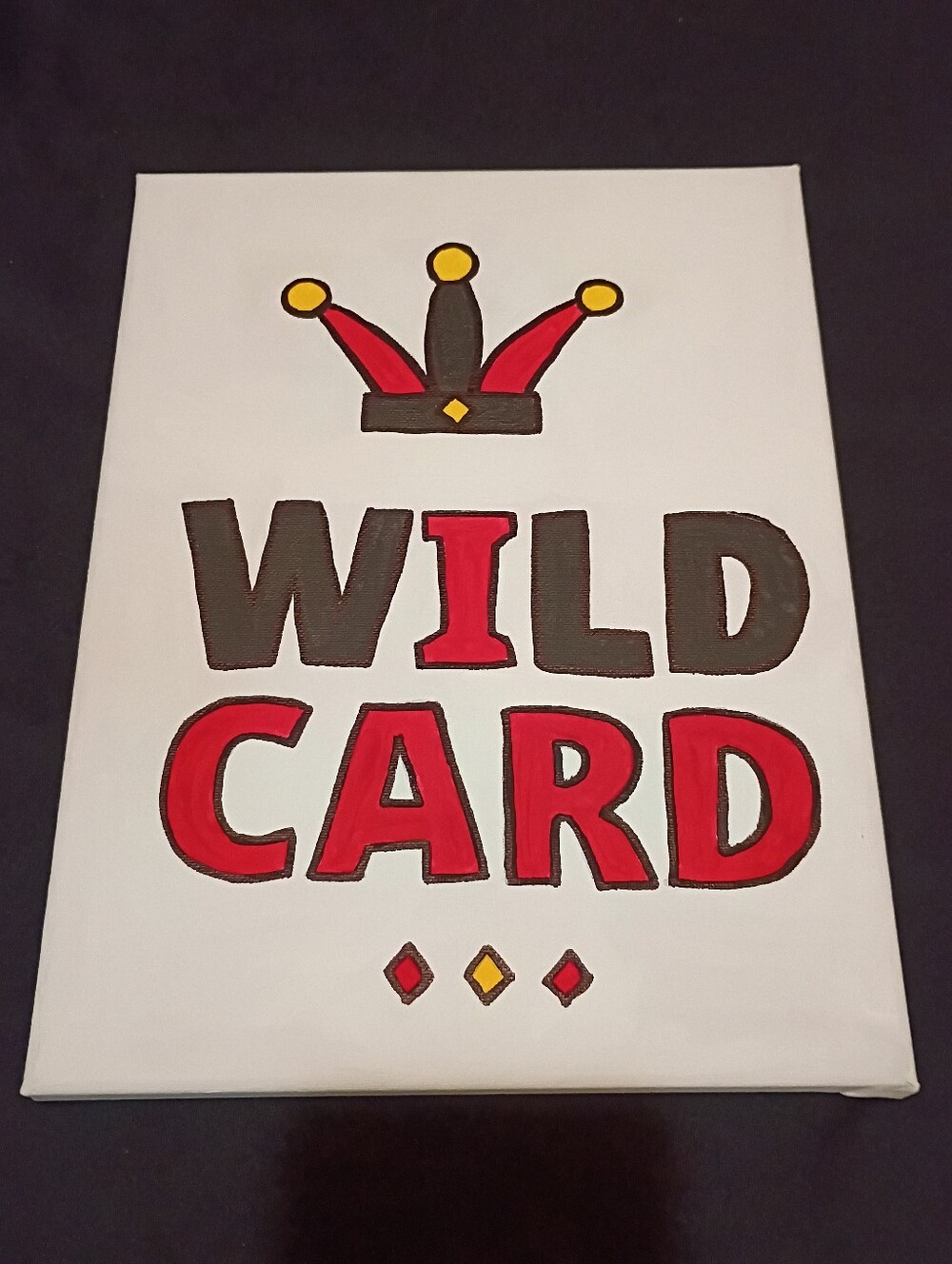 Original 9x12 Wild Card Jester Crown Acrylic Painting Canvas Wall Art - Picture 2 of 2
